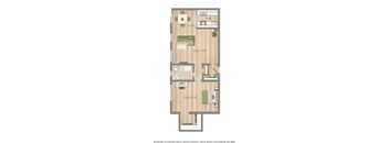 2800 woodley apartment one bedroom floor plan rendering