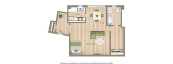 2800 woodley studio apartment floor plan rendering