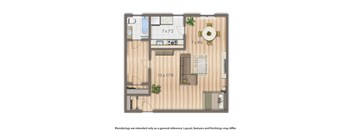 2800 woodley studio apartment floor plan rendering