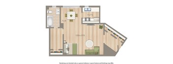 2800 woodley studio apartment floor plan rendering
