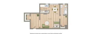 2800 woodley studio apartment floor plan rendering