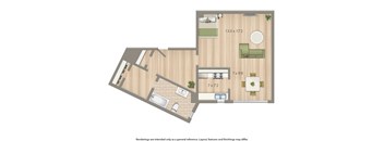 2800 woodley studio apartment floor plan rendering in washington dc
