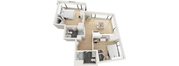 the apartment floor plan with bedroom and living room