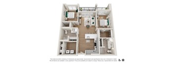 A floor plan of an apartment with labeled rooms.