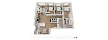 A 3D floor plan of a house with rooms labeled A, B, C, D, E, F, G, H, I, J, K, L, M, N, O, P, Q, R, S