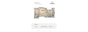 2 bedroom 2 bathroom floor plan K at Oriole Landing, Massachusetts