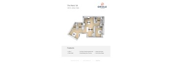 2 bedroom 2 bathroom floor plan B at Oriole Landing, Lincoln, Massachusetts