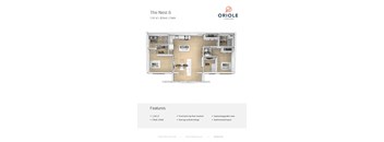 2 bedroom 2 bathroom floor plan E at Oriole Landing, Massachusetts, 01773