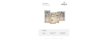 2 bedroom 2 bathroom floor plan G at Oriole Landing, Lincoln, MA