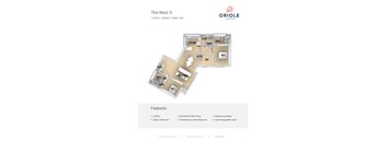 2 bedroom 2 bathroom floor plan H at Oriole Landing, Lincoln, 01773