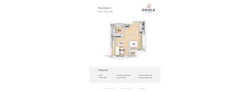 1 bedroom 1 bathroom floor plan A at Oriole Landing, Lincoln, MA