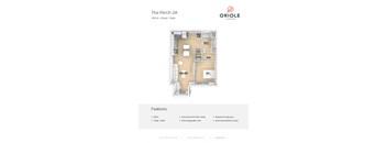 1 bedroom 1 bathroom floor plan I at Oriole Landing, Lincoln, MA, 01773