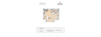 1 bedroom 1 bathroom floor plan B at Oriole Landing, Lincoln, 01773