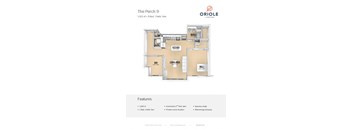 1 bedroom 1 bathroom floor plan G at Oriole Landing, Lincoln, MA, 01773
