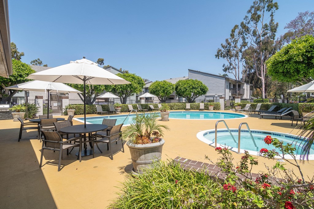 our apartments have a resort style pool and patio