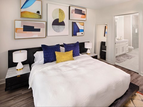 A bedroom in one bedroom apartment in Owings Mills
