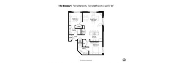 The Boxcar Floor Plan two bedroom, two bathroom