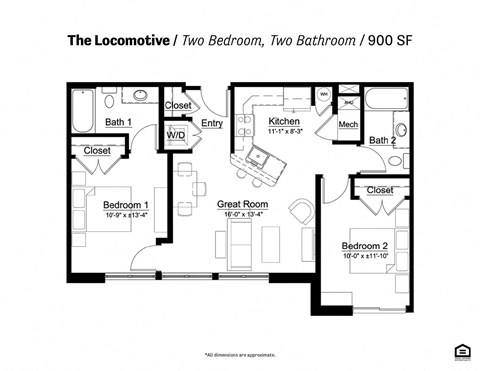 a floor plan of two bedroom two bathroom
