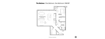 the floor plan of one bedroom one bathroom