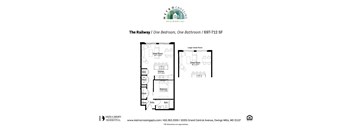 a floor plan of the one bedroom unit