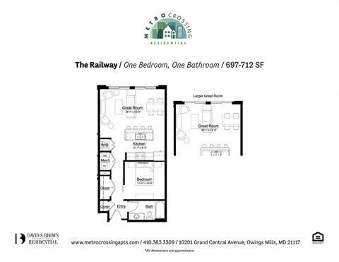 a floor plan of the one bedroom unit