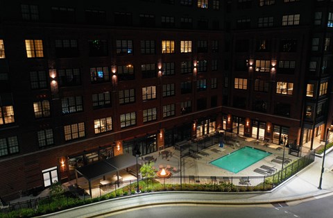 Outdoor Ariel Night View at The Met at Metro Centre Apartments, Maryland, 21117