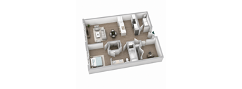 3D Floor plan of the Richmond 1 Bedroom, 1 Bathroom near Owings Mills, Maryland