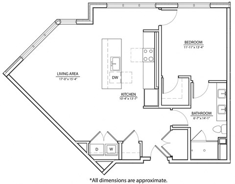 1D Floor Plan at The Willard Apartments, Owings Mills Maryland