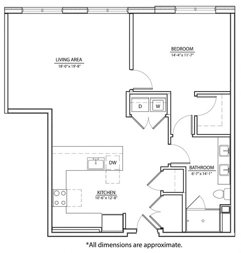 1J Floor Plan at The Willard Apartments, Maryland