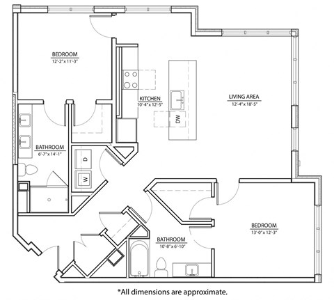 2B Floor Plan at The Willard Apartments, Owings Mills, 21117