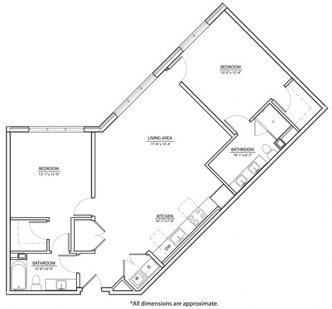 2H Floor Plan at The Willard Apartments, Maryland