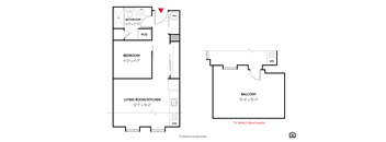 The Hemlock Floor Plan at 405 W Redwood Apartments, Baltimore, MD 21201  