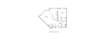 a floor plan of a 1 bedroom floor plan