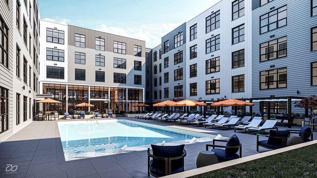 Aquatic Courtyard Pool Courtyard at The Willard at The Willard Apartments, Owings Mills