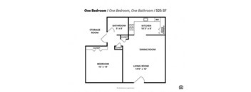 a floor plan of one bedroom one bathroom and one bathroom one325 st