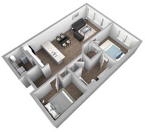 1 bed 1 bathroom 3D Tudor Style Floor Plan at The Encore at Ingram Manor, Maryland