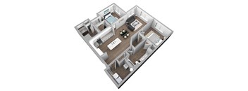 2 bedroom 2 bath 3D York Floor Plan at The Encore at Ingram Manor, Pikesville, MD, 21208