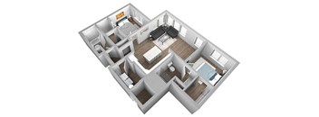 2 bedroom 2 bath 3D Beaufort Floor Plan at The Encore at Ingram Manor, Pikesville, MD