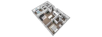 2 bedroom 2.5 bath 3D Lancaster Floor Plan at The Encore at Ingram Manor, Pikesville, 21208