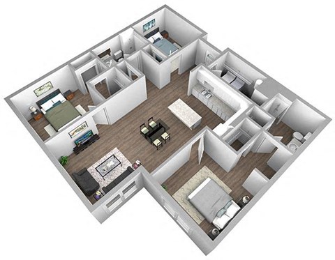 2 bedroom 2 bath3D Stuart Floor Plan at The Encore at Ingram Manor, Pikesville