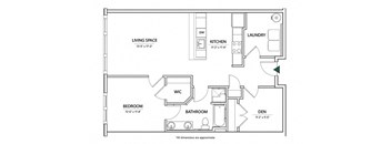 1 bed 1 bath The Richmond Floor Plan at The Encore at Ingram Manor, Pikesville