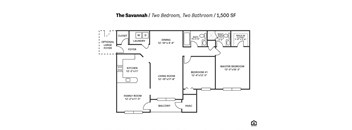 2 bed 2 bath Savannah FloorPlan at Cascades Overlook Apts., Maryland