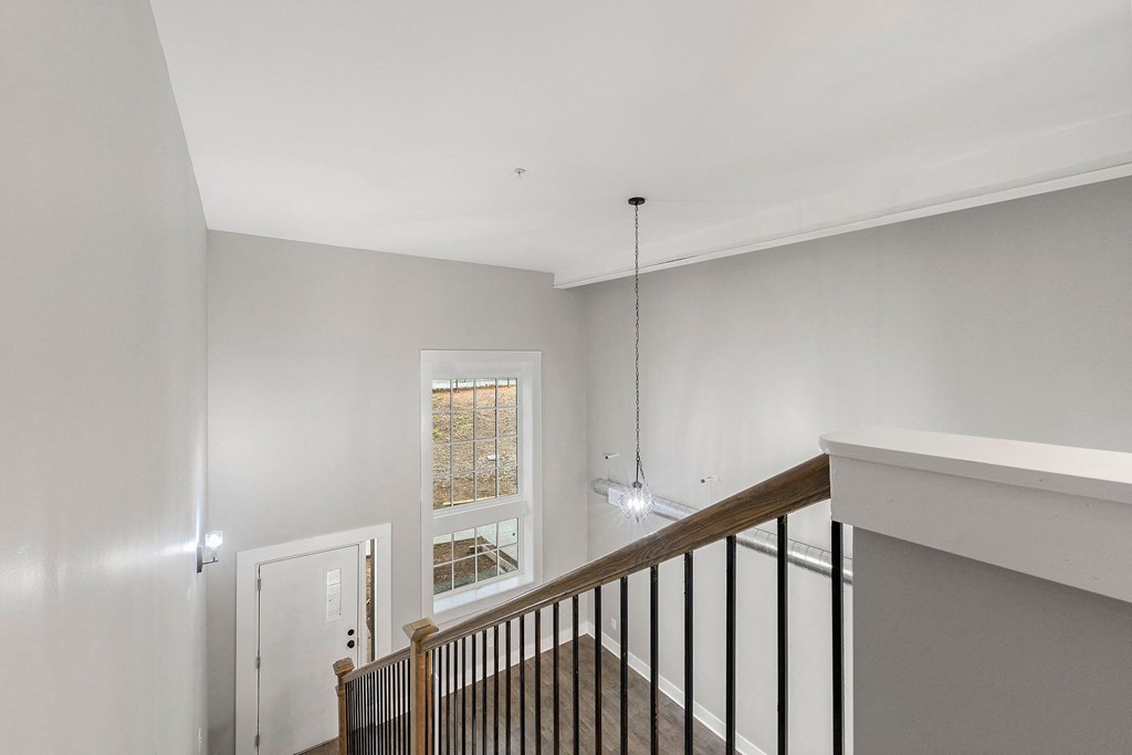 The top of a staircase at Crogman School Lofts, Atlanta, 30315