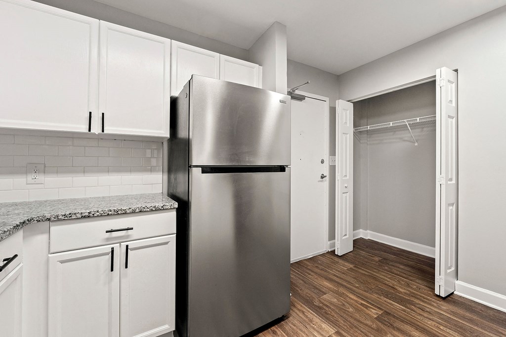 Upgraded kitchen with stainless steel appliances at Crogman School Lofts, Atlanta GA 30315