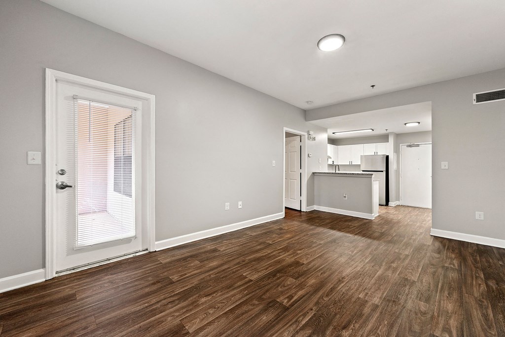 A modern living room at Crogman School Lofts, Atlanta GA 30315