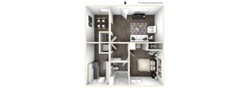 1 bed 1 bath floor plan | 650 sq. ft.  at Balfour Marietta Apartments, Marietta