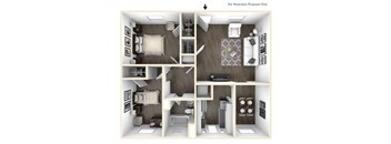 2 bed 1 bath floor plan | 850 sq. ft.  at Balfour Marietta Apartments, Georgia 30060