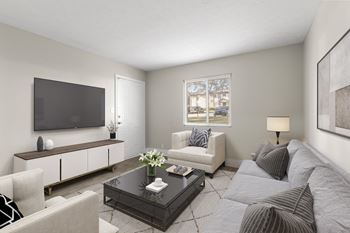 Open living room at Ridgewood Apartments, Lawrenceville, GA