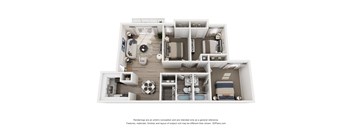 2 bedroom, 1 bathroom apartment floor plan at 445 Cleveland Atlanta, GA 30354