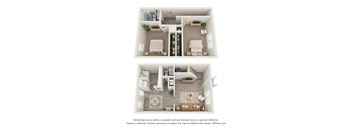 2 bedroom floor plan | 950 Sq. Ft. at Bradford Gwinnett Townhomes, Norcross, GA 30071